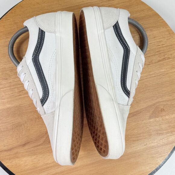 Vans Old Skool Juniors Canvas Suede Low Top Sneakers White Black 4.5 Big Kids - Picture 5 of 10